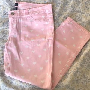 Pink Heart Skinny Capris